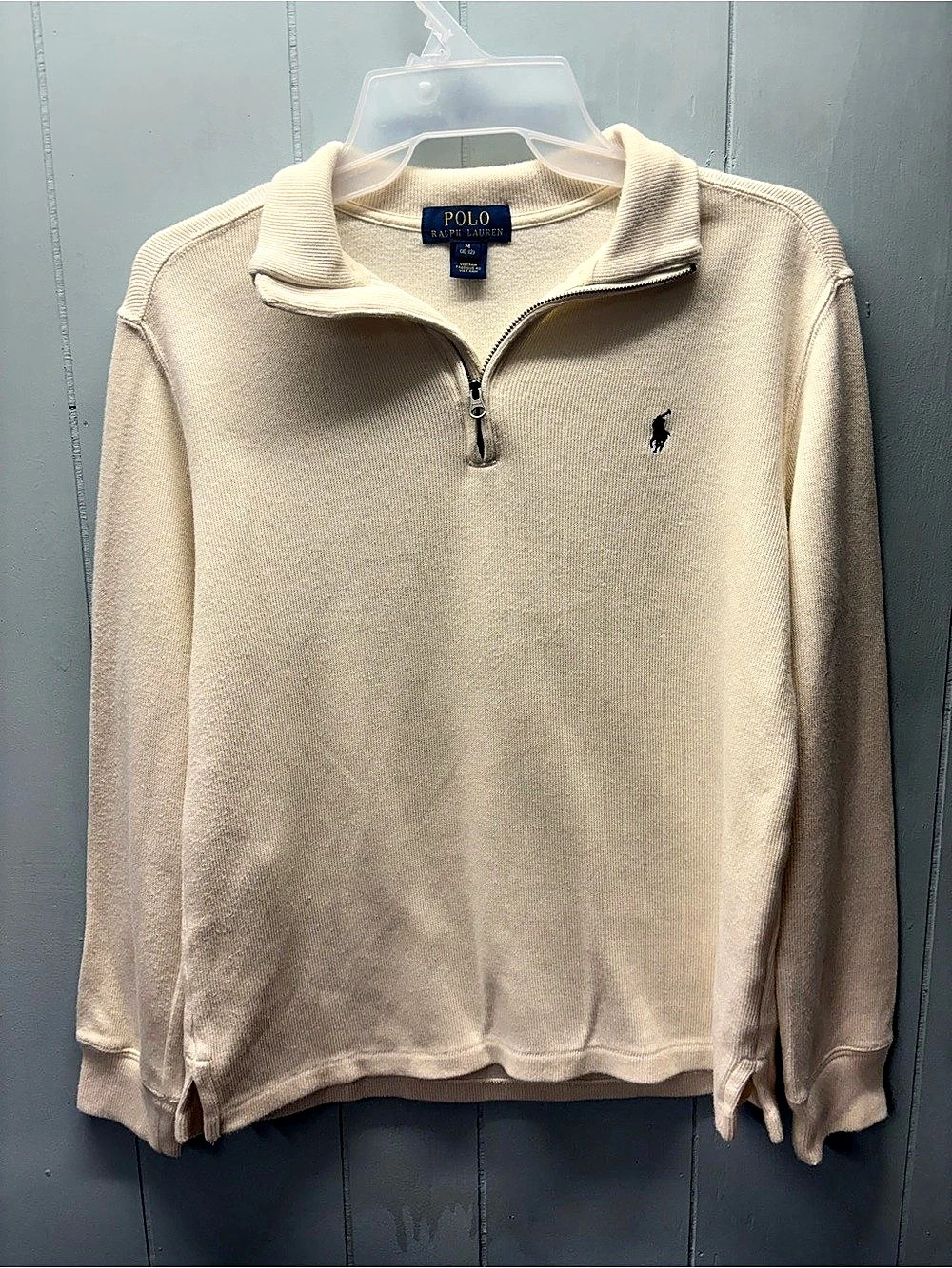 Polo Ralph Lauren Boys Cotton Quarter-Zip Pullover Sweater Cream Medium